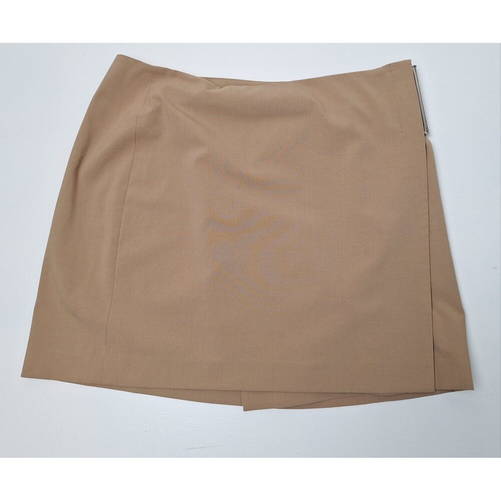 The Limited Wrap Mini Skirt Stretch Tan Camel Chrome Buckle Women's Size 10